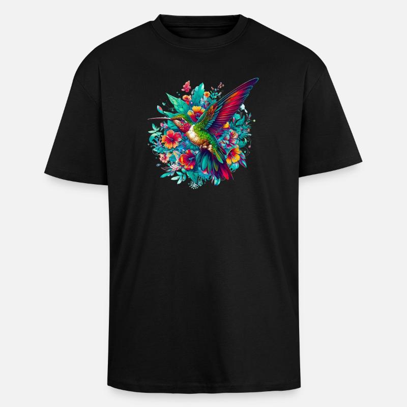 Kolibri - Oversized Heavyweight Unisex T-Shirt - Schwarz