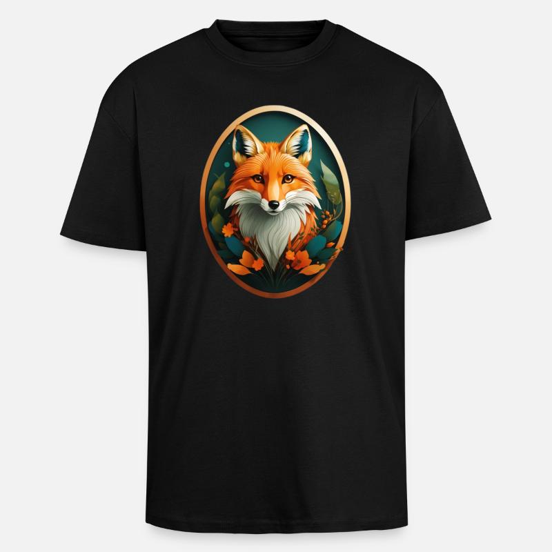 Red fox - Unisex Oversized Heavyweight T-shirt - black