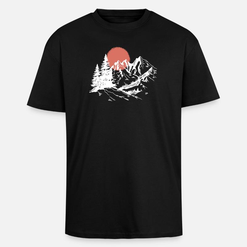 Sunset Peak Silhouette - Oversized Heavyweight Unisex T-Shirt - Schwarz