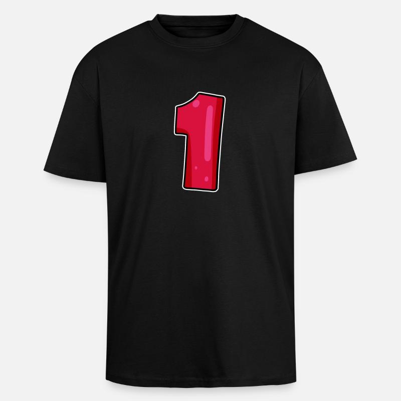 Nummer 1 Rot Dunkel - Oversized Heavyweight Unisex T-Shirt - Schwarz