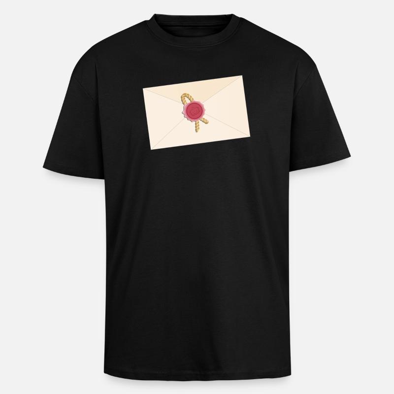 closed envelope with seal - Unisex Oversized Heavyweight T-shirt - black