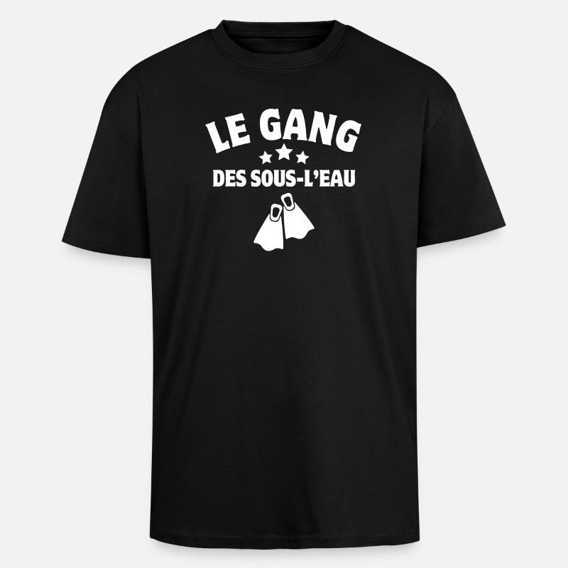 plongée, plongée sous-marine, palmes - T-shirt unisexe oversize épais - noir