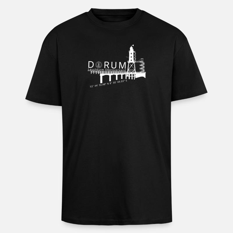 Leuchtturm Obereversand - Oversized Heavyweight Unisex T-Shirt - Schwarz