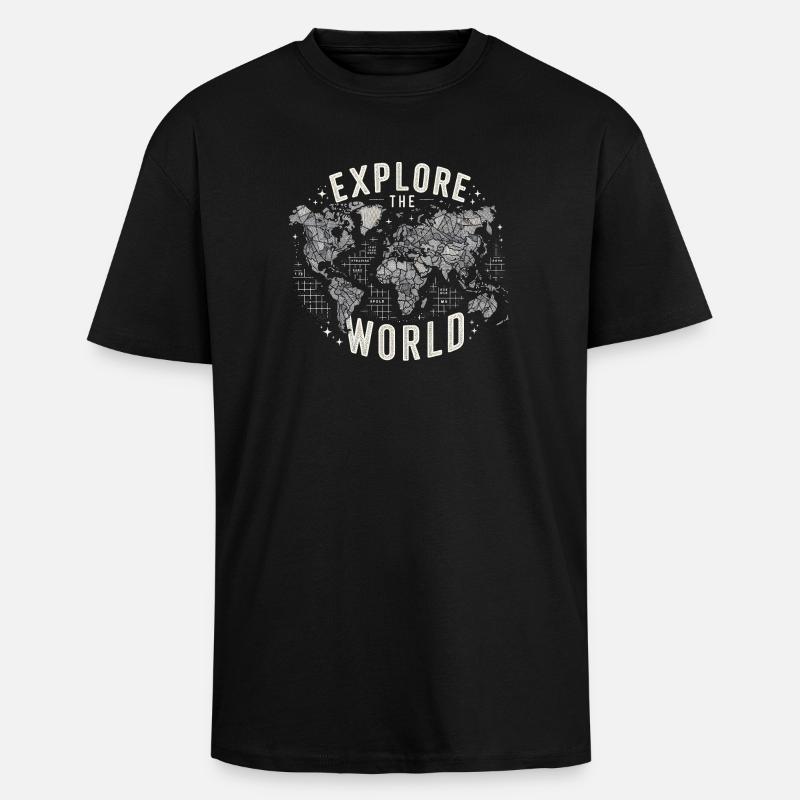 Explorez le monde - T-shirt unisexe oversize épais - noir