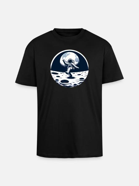 Dancing astronaut on the moon - Unisex Oversized Heavyweight T-shirt - black