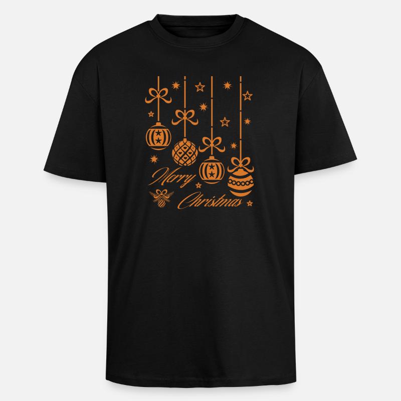 MERRY CHRISTMAS WEIHNACHTSKUGELN - Oversized Heavyweight Unisex T-Shirt - Schwarz