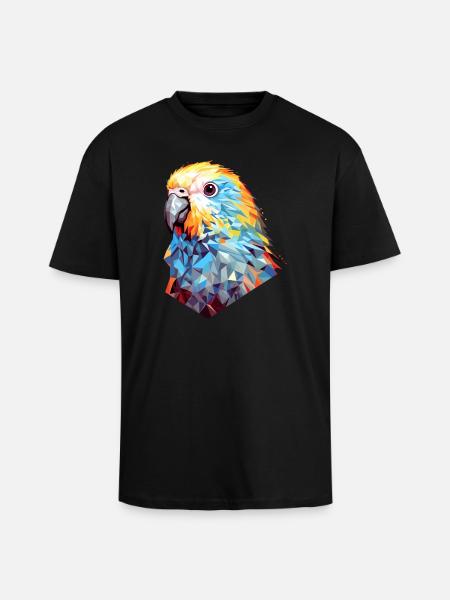 Perruche Polygone Bird Perruches - T-shirt unisexe oversize épais - noir