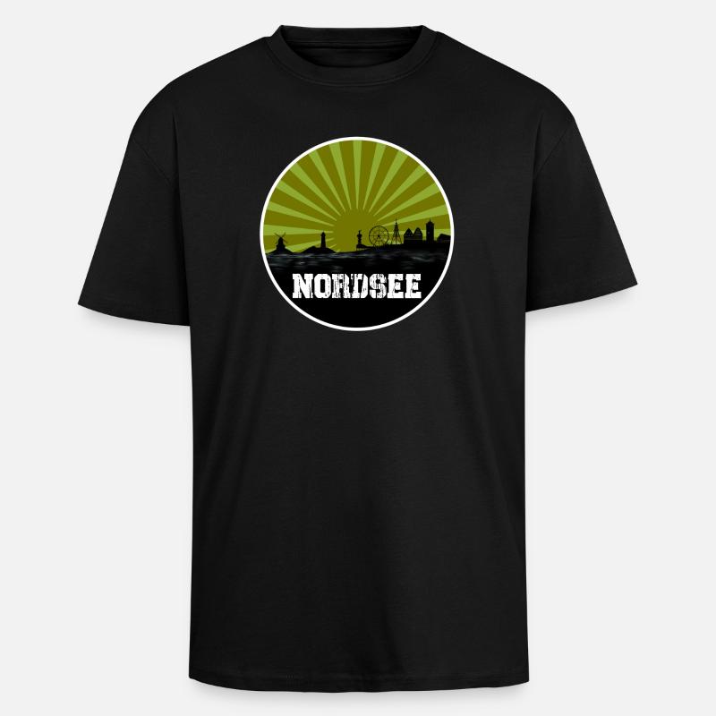 Nordsee Retro Line - Oversized Heavyweight Unisex T-Shirt - Schwarz