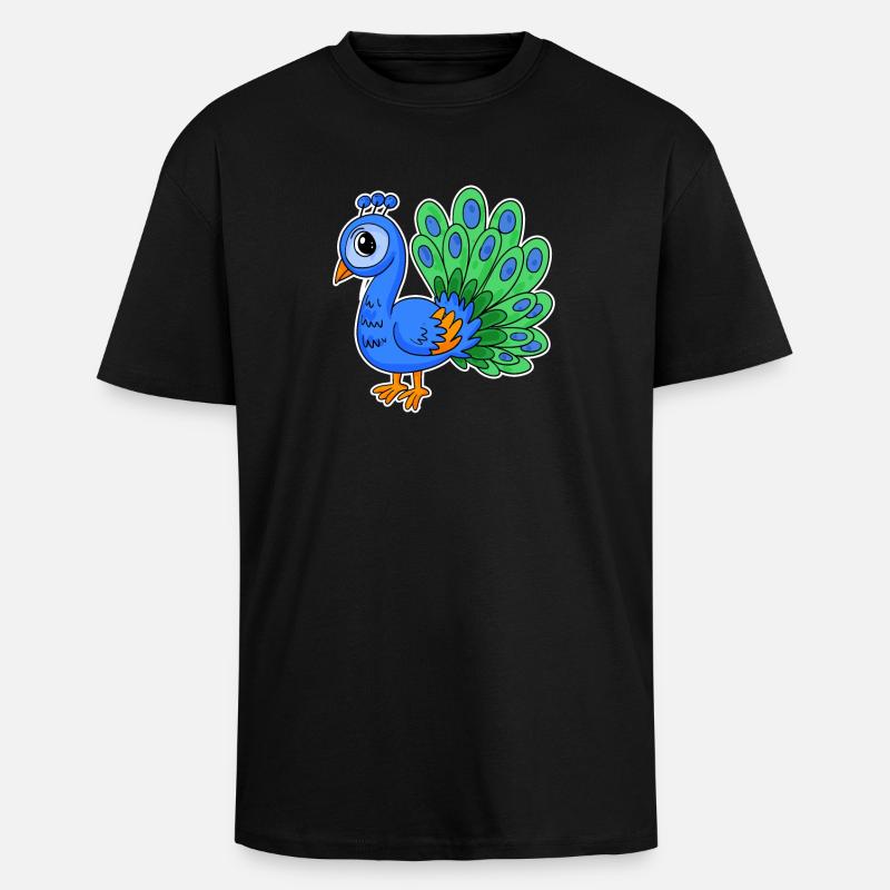 Pfau - Oversized Heavyweight Unisex T-Shirt - Schwarz