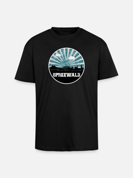 Spreewald Blue Hour Skyline - Unisex Oversized Heavyweight T-shirt - black