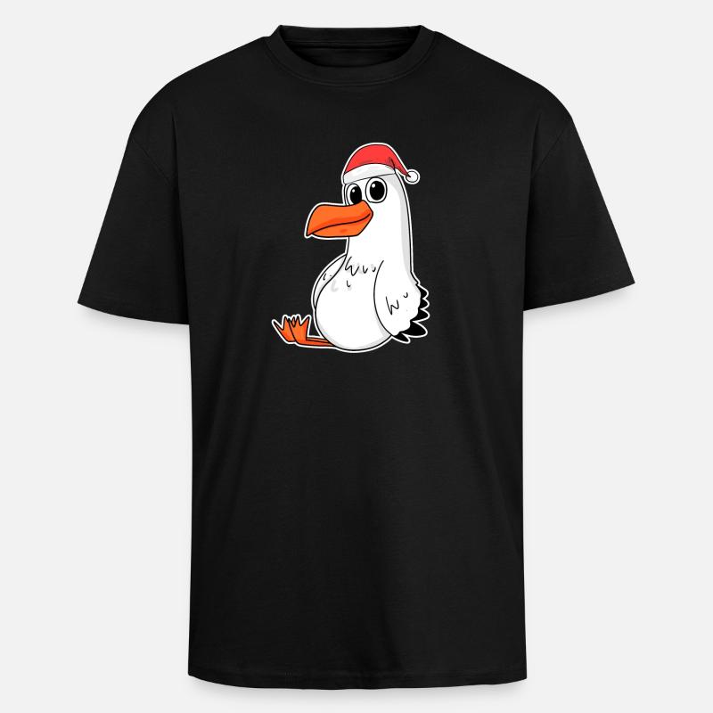 Mouette Noël - T-shirt unisexe oversize épais - noir