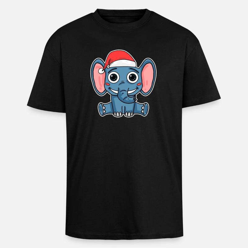 Elephant Christmas - Unisex Oversized Heavyweight T-shirt - black