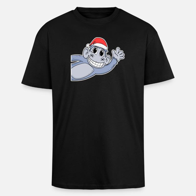 Affe Weihnachten - Oversized Heavyweight Unisex T-Shirt - Schwarz