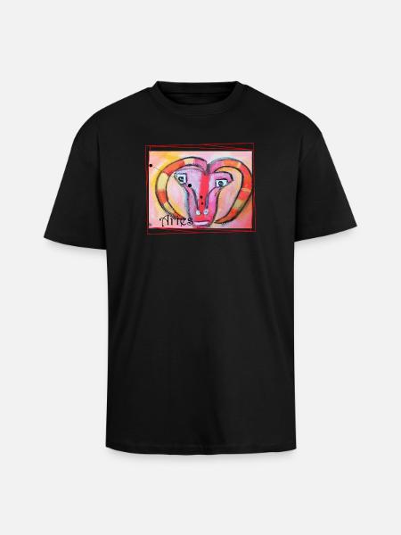 Aries Rainbow Celestial Art - Unisex Oversized Heavyweight T-shirt - black