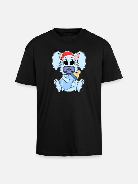 Rabbit Baby Christmas - Unisex Oversized Heavyweight T-shirt - black