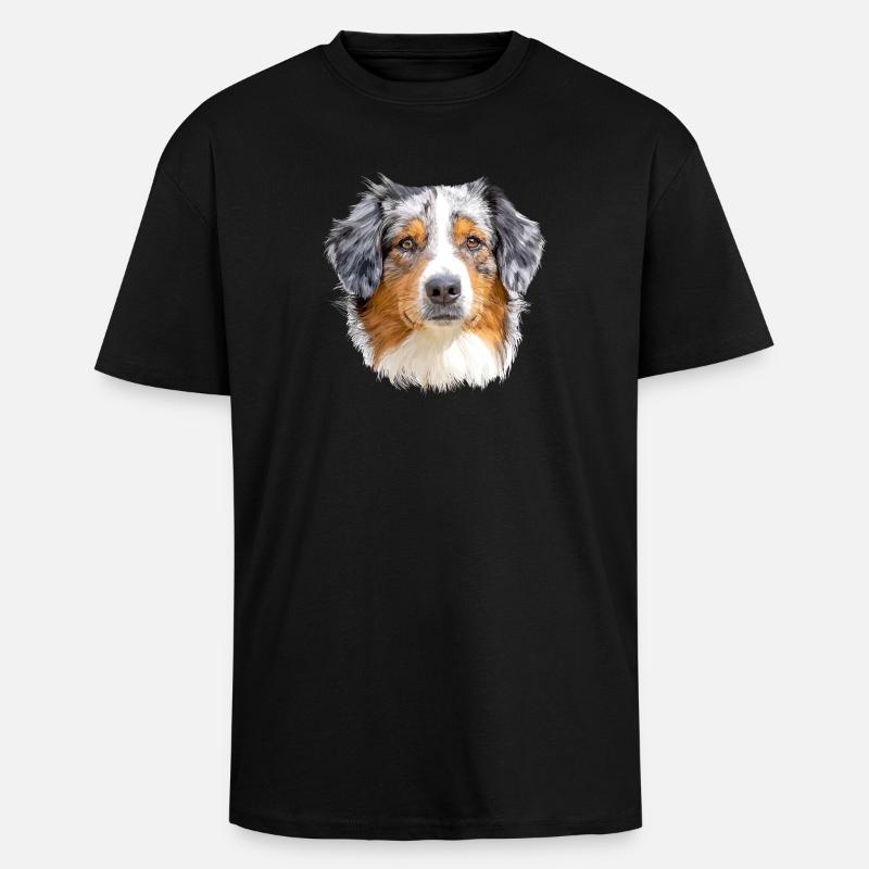 Australian Shepherd - Oversized Heavyweight Unisex T-Shirt - Schwarz