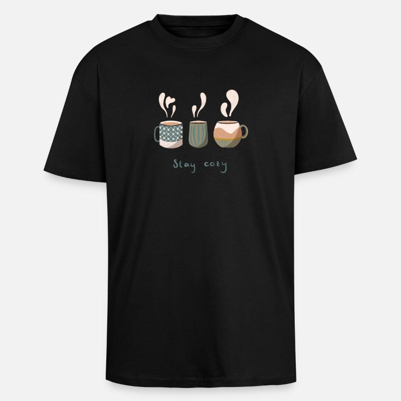 Cozy hot drinks - Oversized Heavyweight Unisex T-Shirt - Schwarz