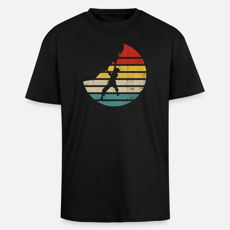 Retro Sunset Kick Silhouette - Oversized Heavyweight Unisex T-Shirt - Schwarz