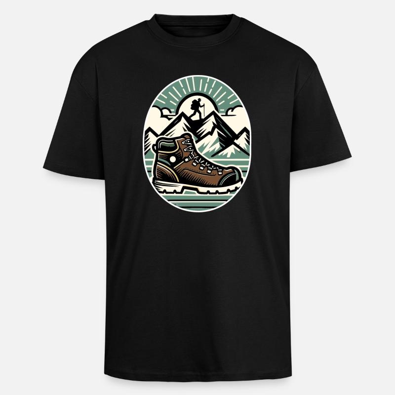 Drawing Hiker Bergwanderschuh - Oversized Heavyweight Unisex T-Shirt - Schwarz