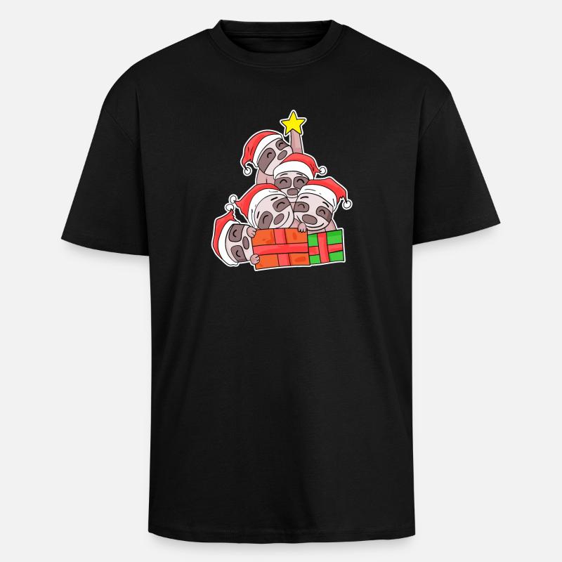 Faultier Weihnachtsbaum Weihnachten - Oversized Heavyweight Unisex T-Shirt - Schwarz