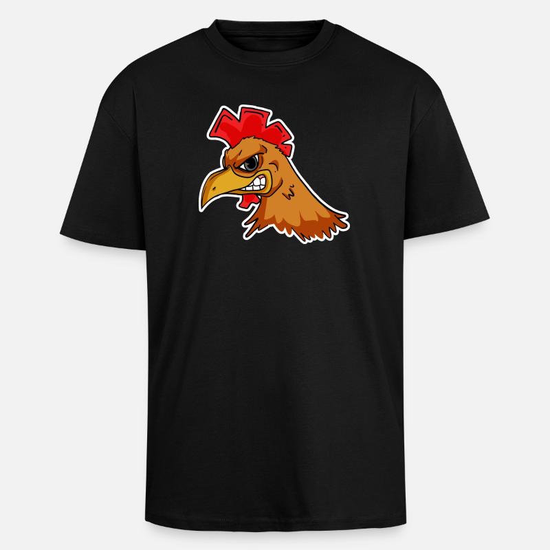 Huhn Kopf - Oversized Heavyweight Unisex T-Shirt - Schwarz