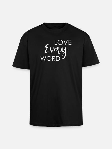 Love Every Word - Unisex Oversized Heavyweight T-shirt - black