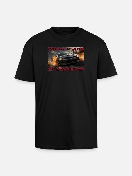 Pilote d'Âme et d'Asphalte - T-shirt unisexe oversize épais - noir