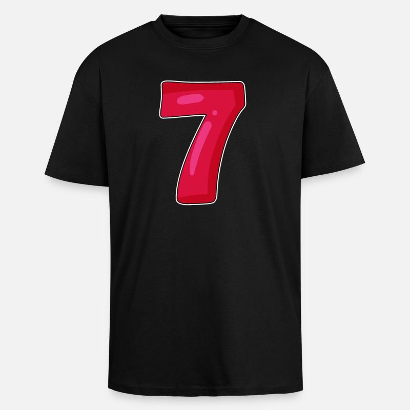 7 rouge - T-shirt unisexe oversize épais - noir