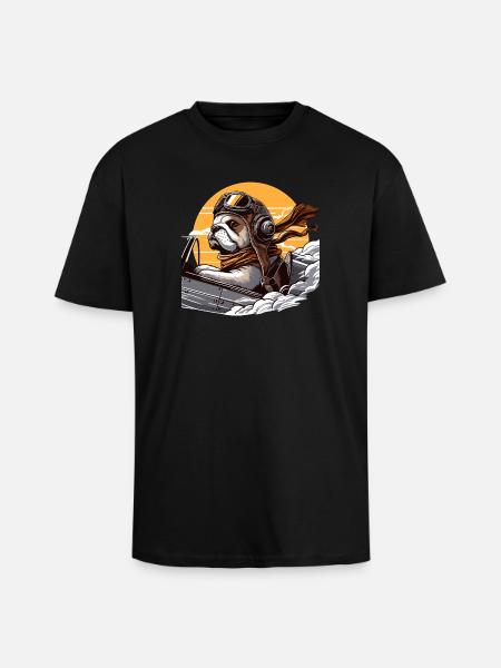 Bulldog Pilot - Unisex Oversized Heavyweight T-shirt - black