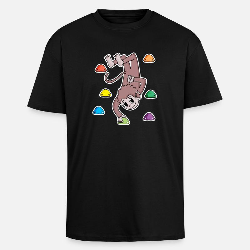 Monkey Rock Climbing Climbing - Unisex Oversized Heavyweight T-shirt - black