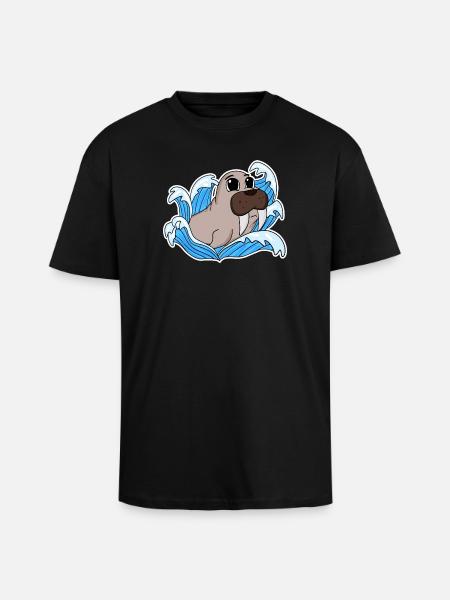 Sceau de morse - T-shirt unisexe oversize épais - noir