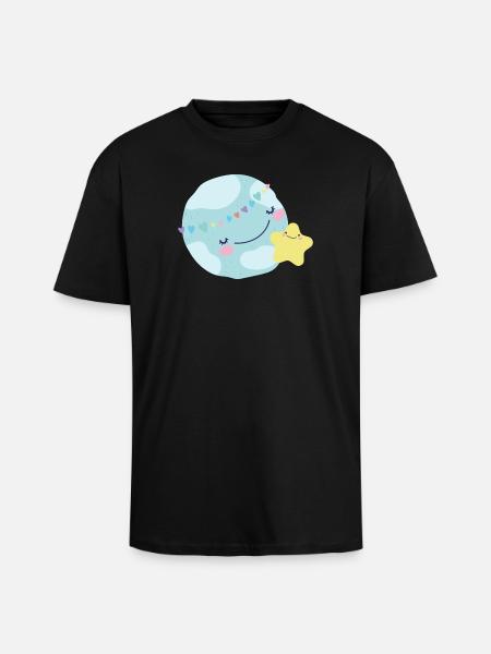 Pastel Planet Hearts - Unisex Oversized Heavyweight T-shirt - black