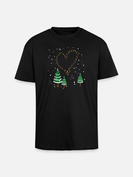 Winterwald Herz Sterne - Oversized Heavyweight Unisex T-Shirt - Schwarz