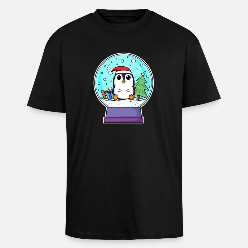 Pinguin Weihnachten - Oversized Heavyweight Unisex T-Shirt - Schwarz
