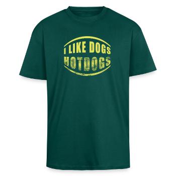 HOT-DOGS - T-shirt unisexe oversize épais - hunter green - Devant - Alina (178cm) & Michal (187cm)