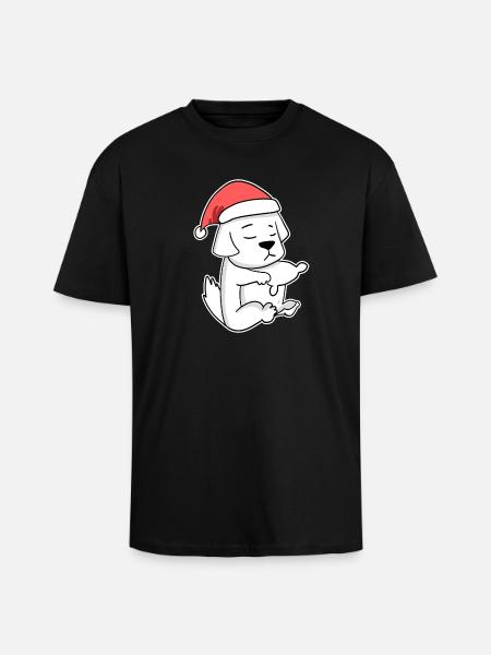 Pyrenean Mountain Dog Animal Christmas - Unisex Oversized Heavyweight T-shirt - black