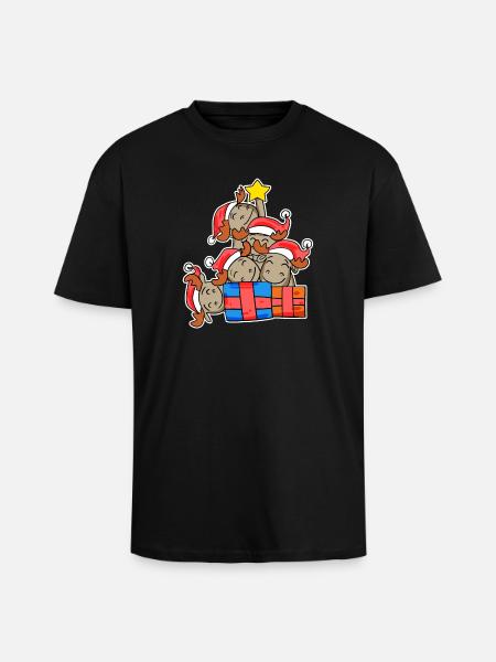 Moose Christmas Tree Christmas - Unisex Oversized Heavyweight T-shirt - black