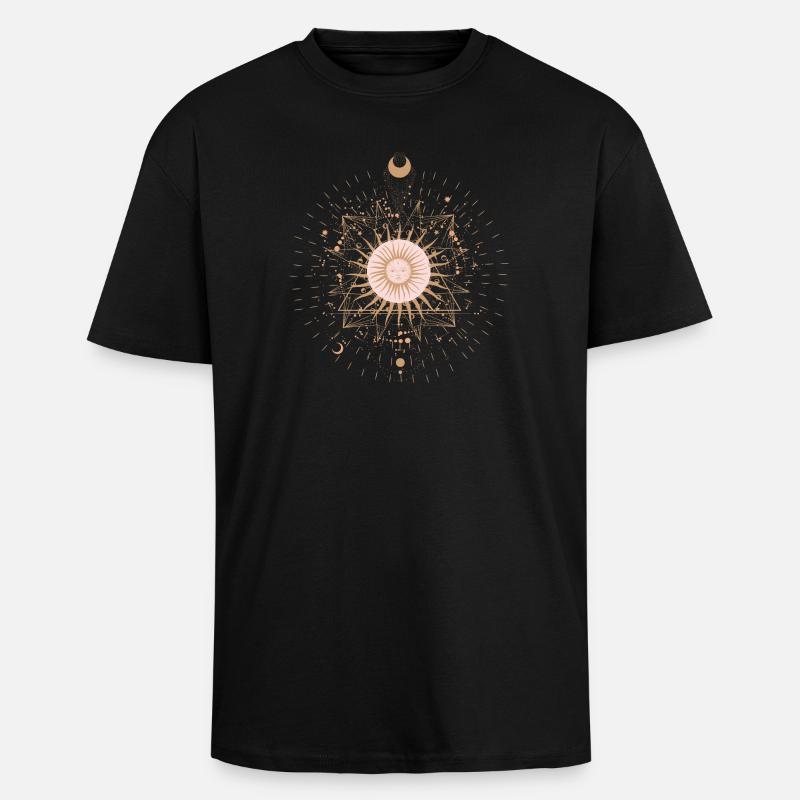Rayonnement du Mandala du Soleil - T-shirt unisexe oversize épais - noir