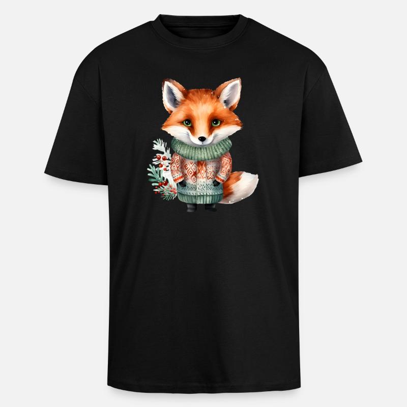 Renard d’hiver en pull - T-shirt unisexe oversize épais - noir