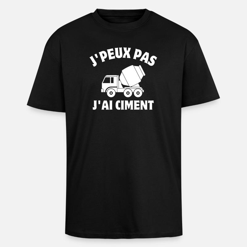 ciment, engin de chantier, chantier - T-shirt unisexe oversize épais - noir