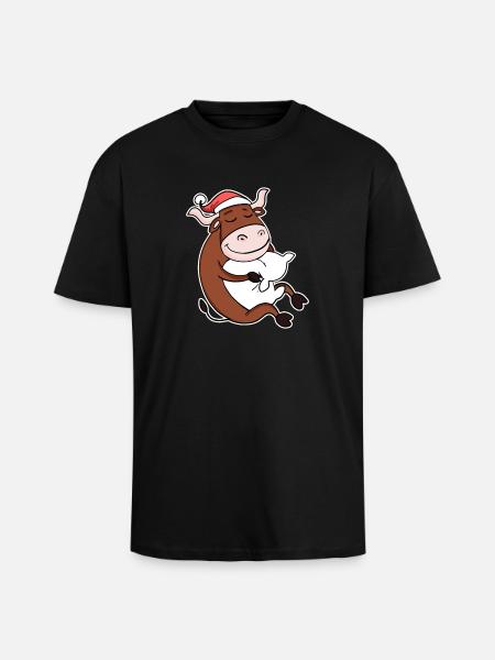 Boeuf Mignon Fatigué Noël - T-shirt unisexe oversize épais - noir