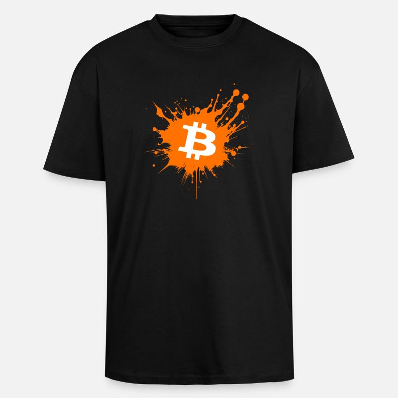 Bitcoin Crypto Cryptocurrency Splash - Unisex Oversized Heavyweight T-shirt - black