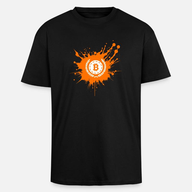 Bitcoin Crypto Cryptocurrency Splash - Unisex Oversized Heavyweight T-shirt - black
