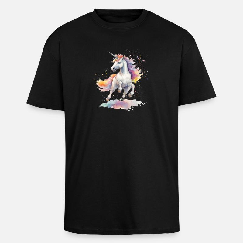 tanzendes Einhorn - Oversized Heavyweight Unisex T-Shirt - Schwarz