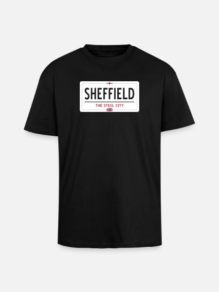 Sheffield town sign - Unisex Oversized Heavyweight T-shirt - black