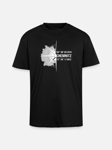 Koordinaten Chemnitz - Oversized Heavyweight Unisex T-Shirt - Schwarz