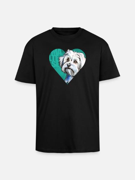 Maltese Portrait - Unisex Oversized Heavyweight T-shirt - black