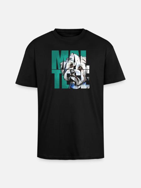 Maltese Portrait - Unisex Oversized Heavyweight T-shirt - black