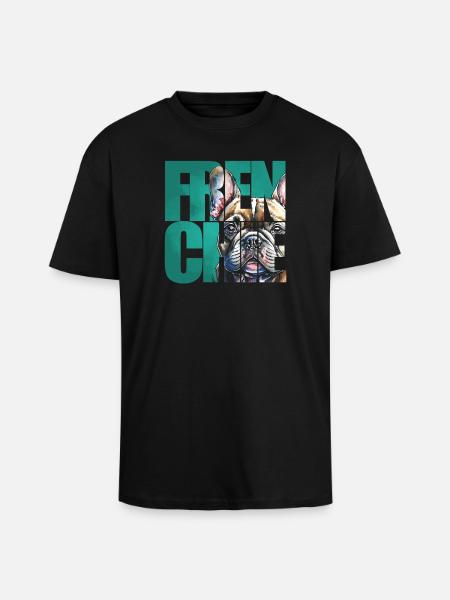 French Bulldog Portrait - Unisex Oversized Heavyweight T-shirt - black