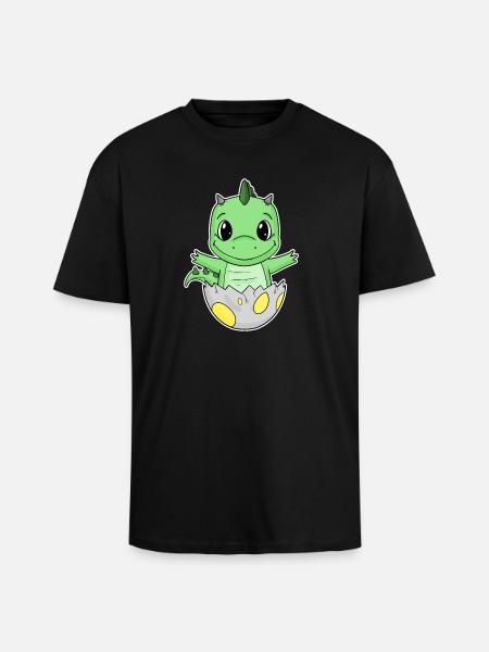 Dinosaur Egg Dino Baby Motif - Unisex Oversized Heavyweight T-shirt - black